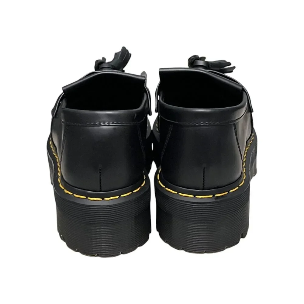 Dr. Martens Adrian Quad Platform Tassel Loafers Black Leather Women's US 8 EU 39